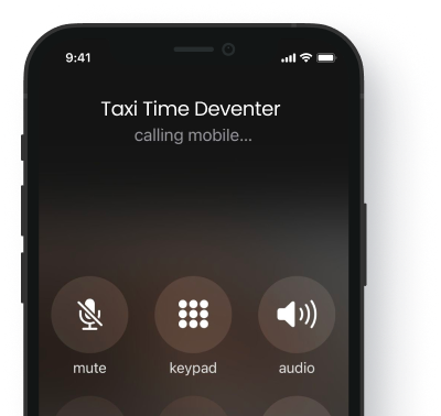 Telefoon met de test Taxi Time Deventer calling mobile...